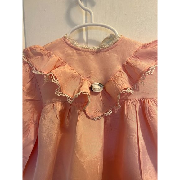 Vintage Kate Greenway Pink Lace Trim with Bow Size 12 Months USA - Picture 3 of 5